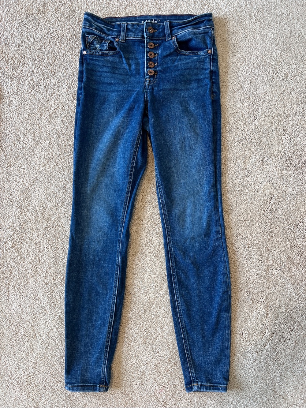 Edgely High-Rise Blue Skinny Jeans with Button-Fly Size 4
